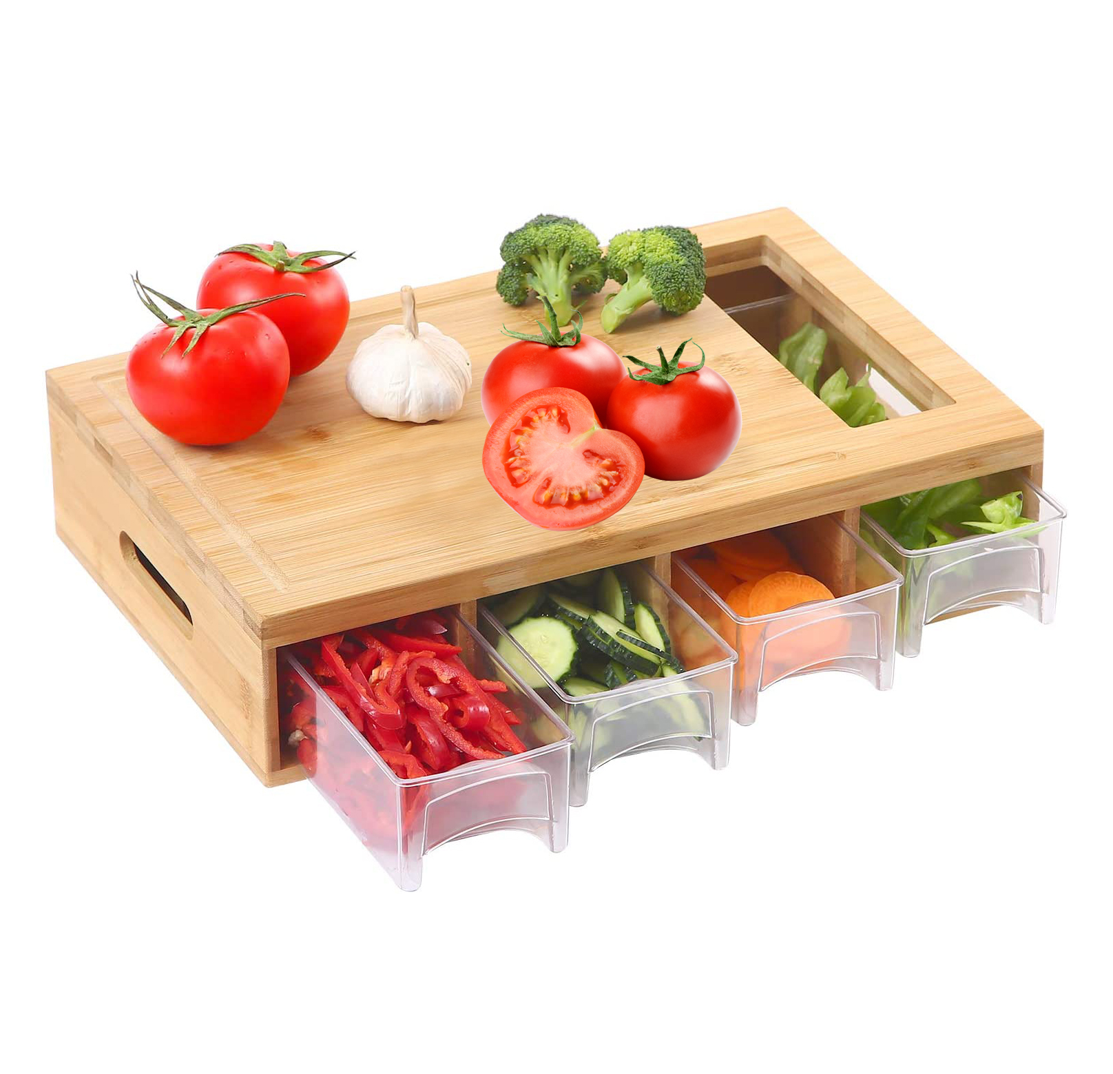 Bamboo Cutting Board with Containers