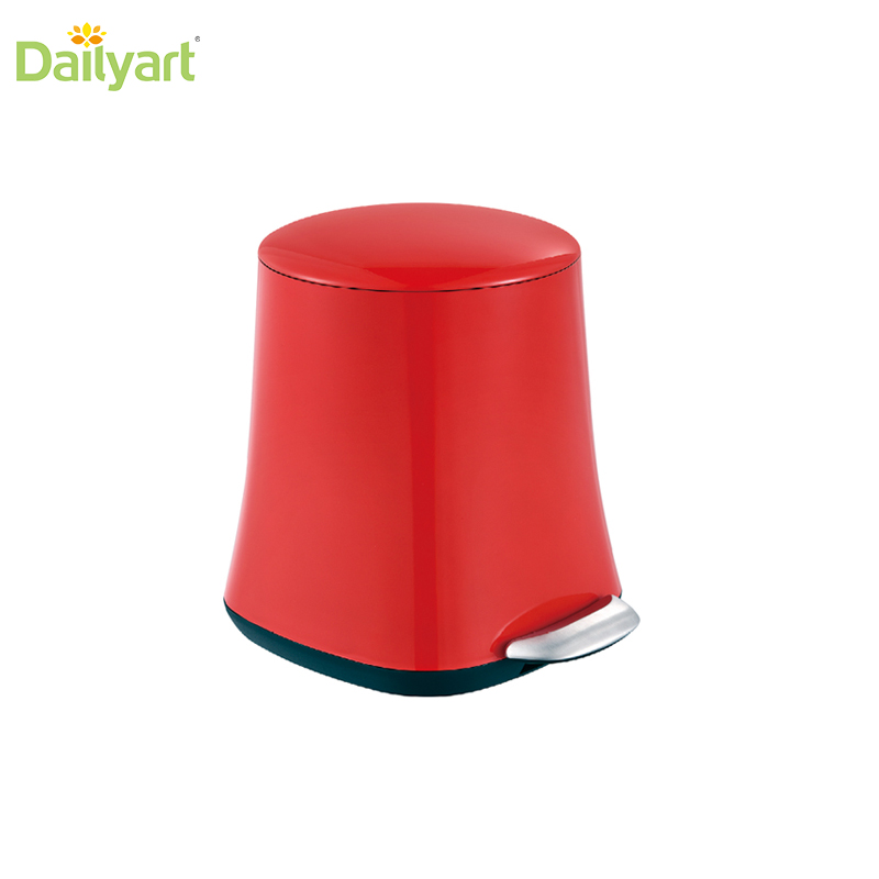 Home 5L Red Plastic Pedal Dust Bin