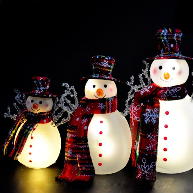 Handmade Frosted Glass Snowman LED Light | Christmas Decor | Wholesale Custom Desktop Ornament