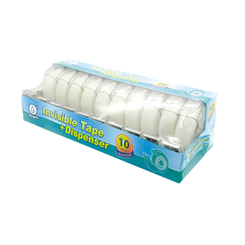 Writable Invisible Tape for handwork in school office home with metal tooth dispenser 10 sets (BL-017)