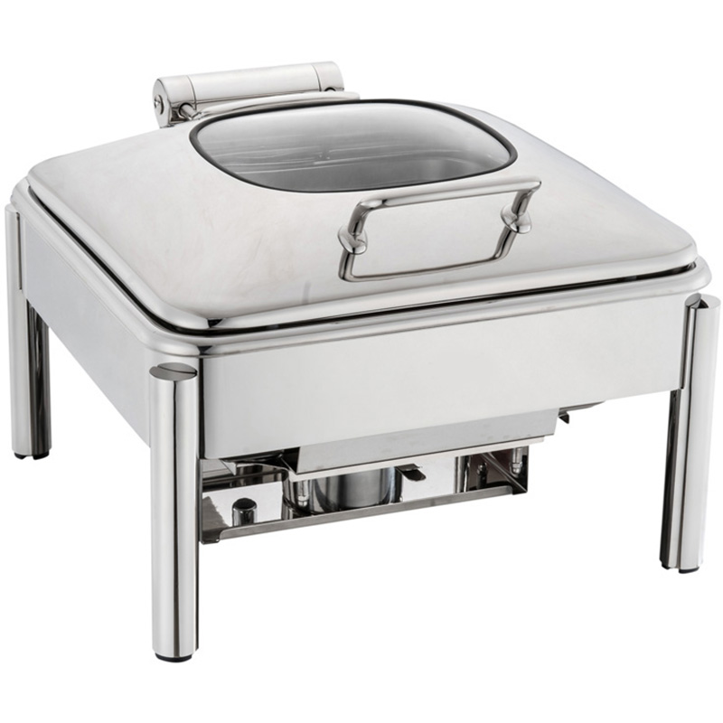 2/3 Size Chafing Dish With Glass Window Lid-Damping Hinge