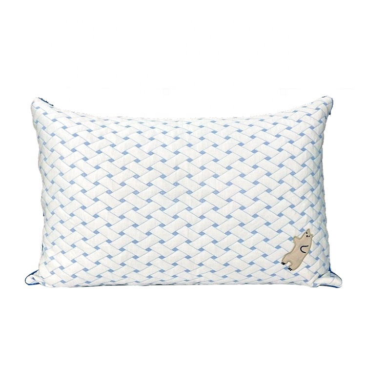 jacquard style knitted cooling pillow filled with down-alternative inner with customized pattern
