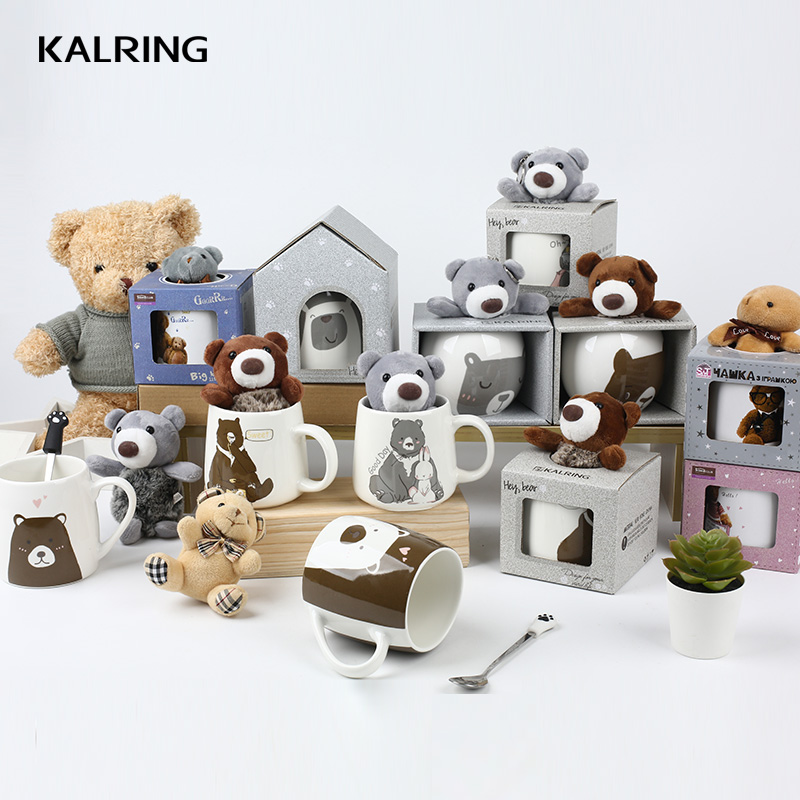 Ceramic mug gift mug with double mold with lovely cartoon design for kids