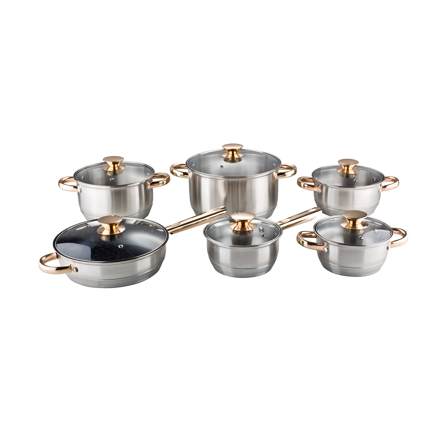Home Usage Cooking Pot Set Stainless Steel 12PCS Pots and Pans High Quality Cookware Set