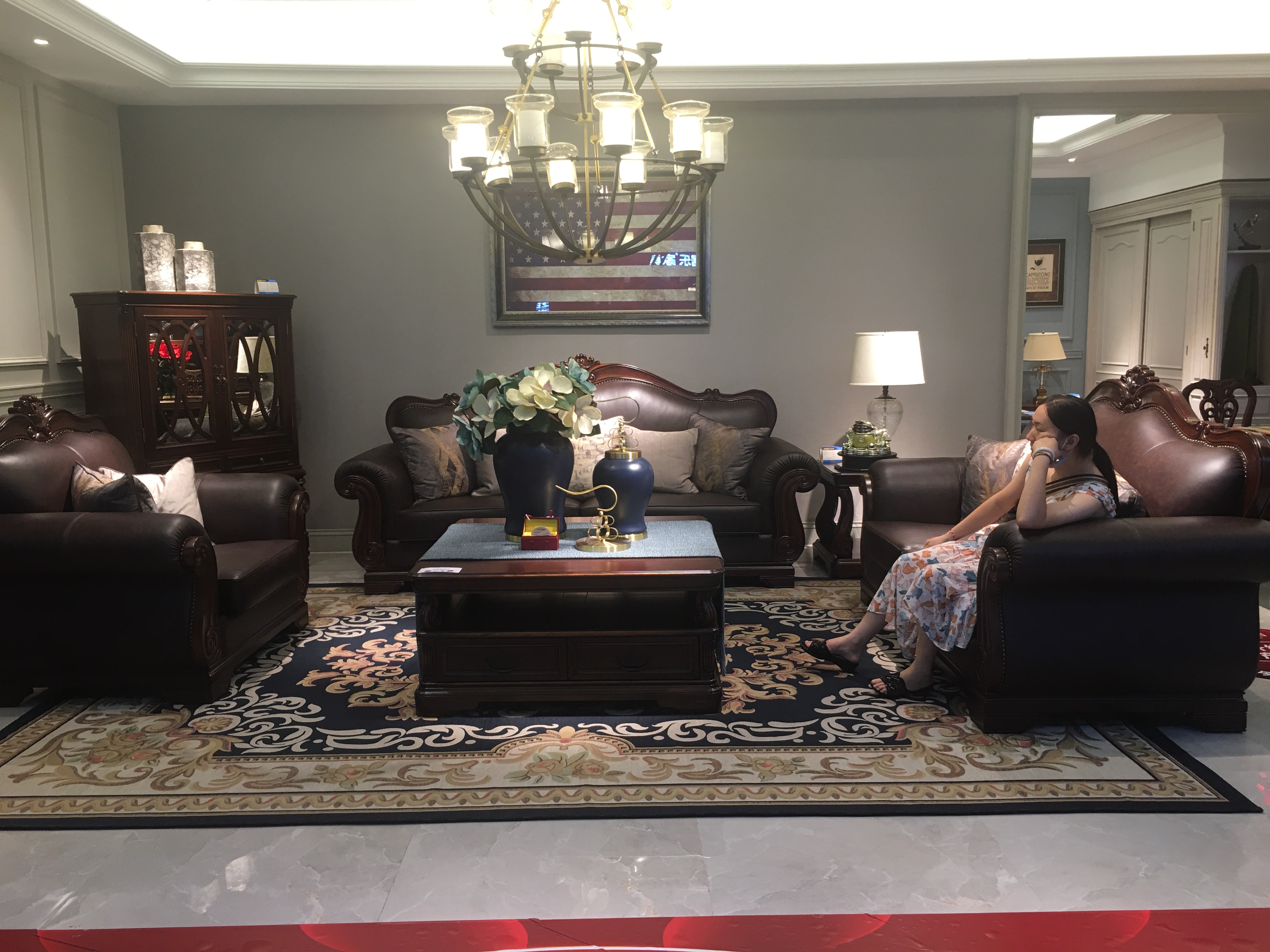 European luxury leather sofa