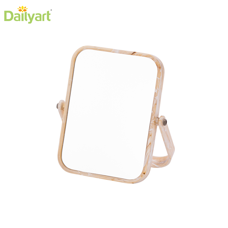 Custom personalized mica pattern table hand held square plastic vanity makeup mirror