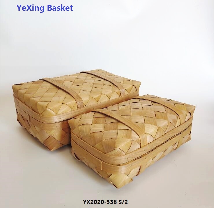 Hand weaving chipwood box with lid