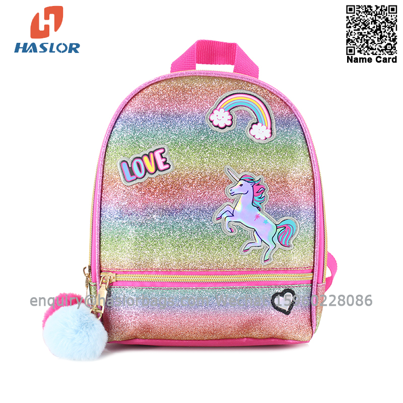 01 #A haslor cute school bag pompom dangle fashion school bag for girl