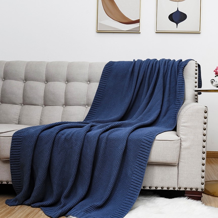China factory seller knitted acrylic throw blanket 100% acrylic kiniited blanket