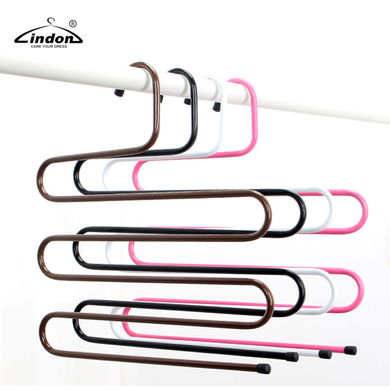 05 Layers S Shape Pants Hanger Metal Hangers Closet Magic Space Saver