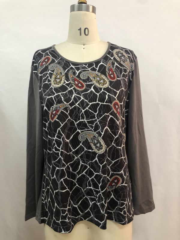 Ladies' 95%polyester 5%spandex Knitted Pullover