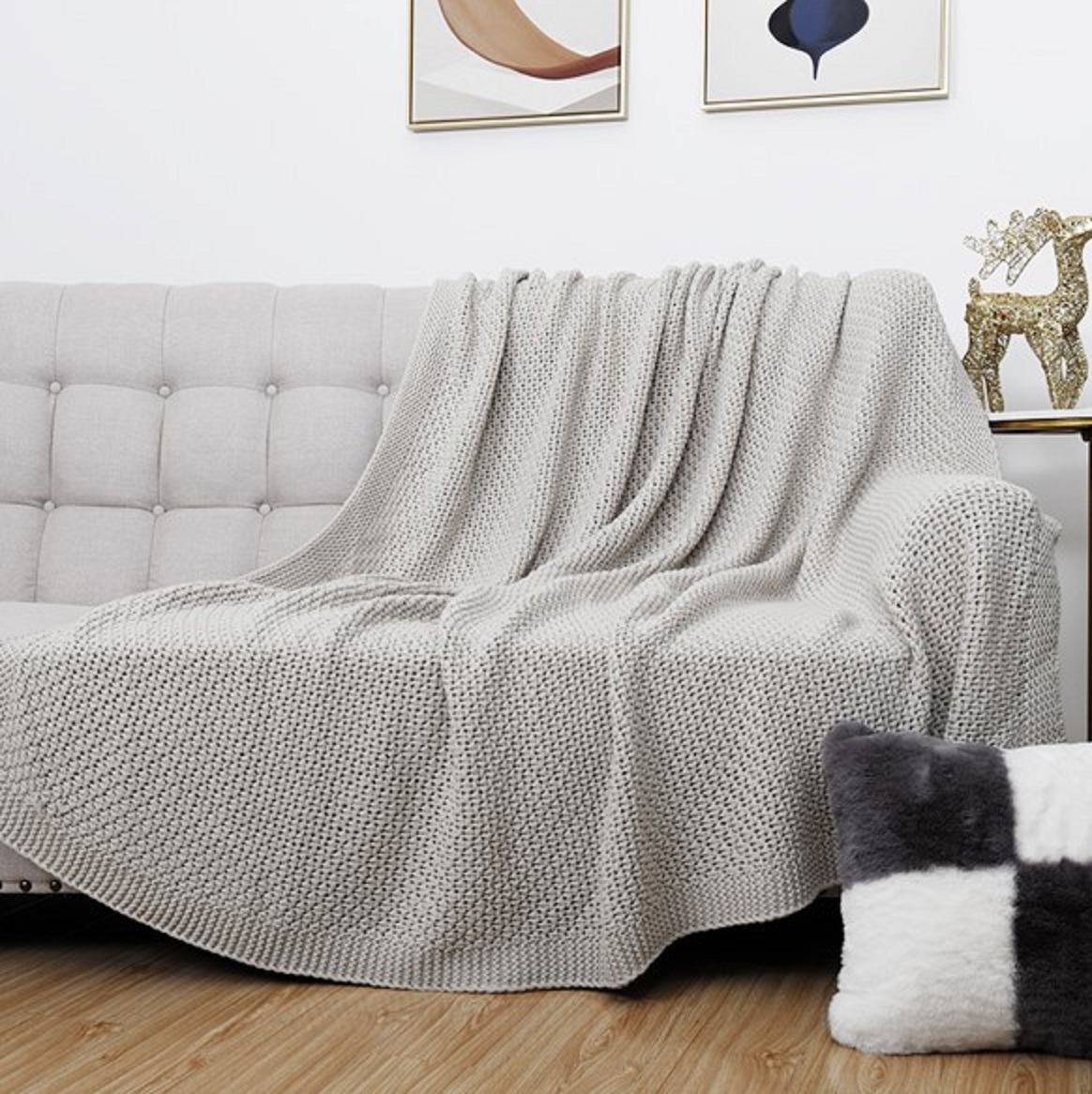 Decosy Factory supply discount price blanket acrylic knitted 100% acrylic kiniited blanket