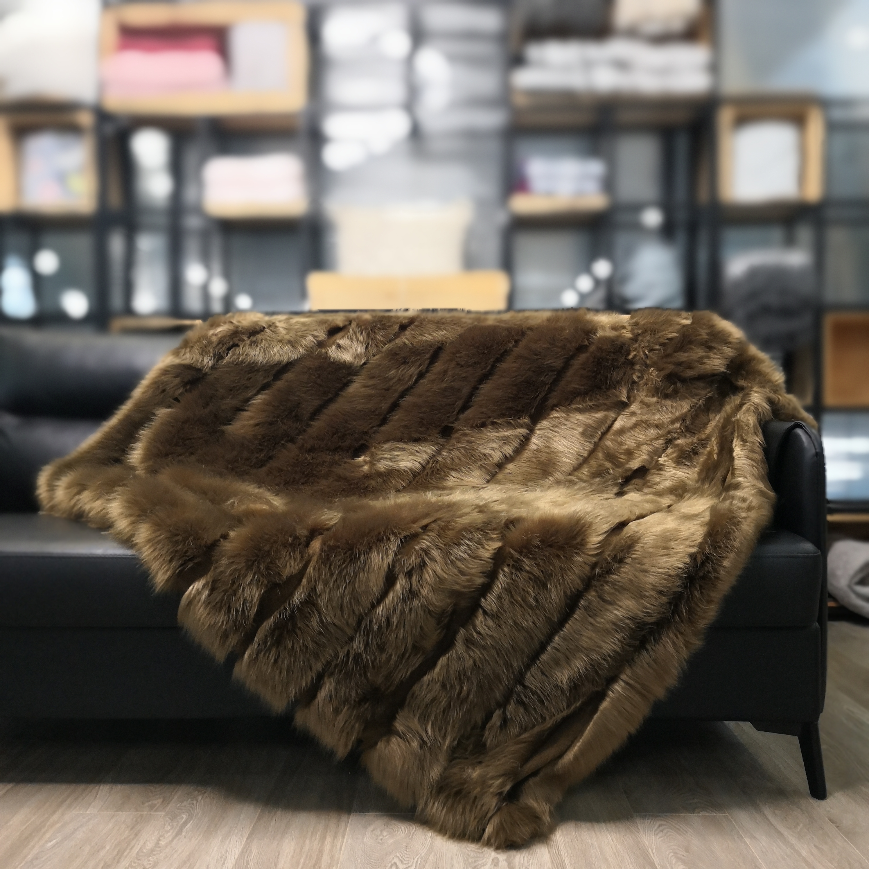 Decosy Decosy Faux Feather Throw Blanket(Brown Version)