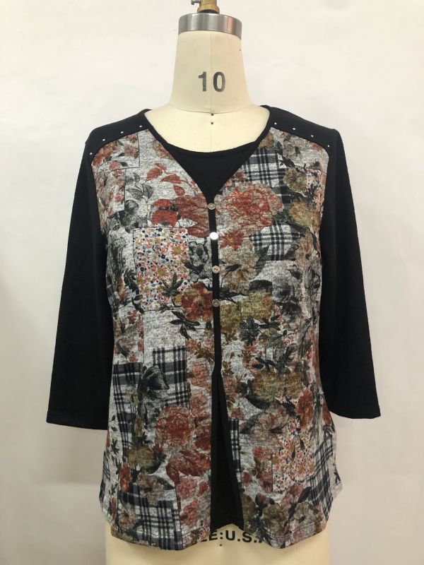 Ladies' 95%polyester 5%spandex Knitted Pullover