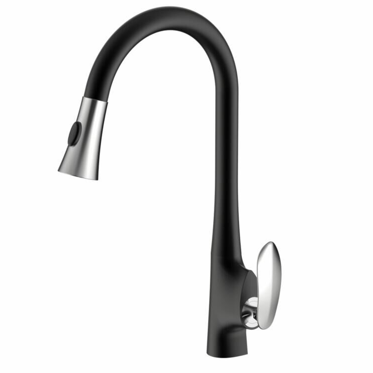 Aquacubic CUPC Certified Black/Wihte Lead Free Brass Deck Mounted Elegant Pull Down Kitchen Faucet