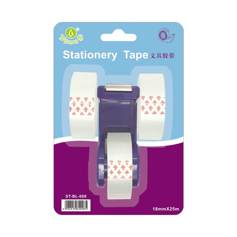 Stationery Tape Tricycle style 3 rolls with metal tooth dispenser 18x20y(BL-008)