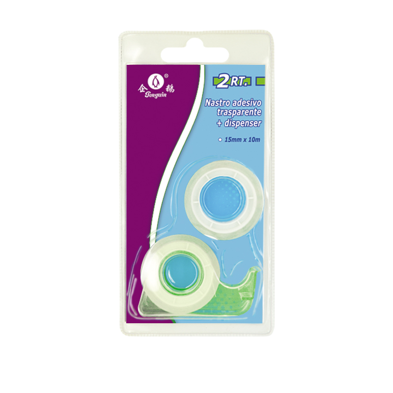 Clear Stationery Tape for school office and home handwork with mini safety dispenser 15x10y(BL-005)