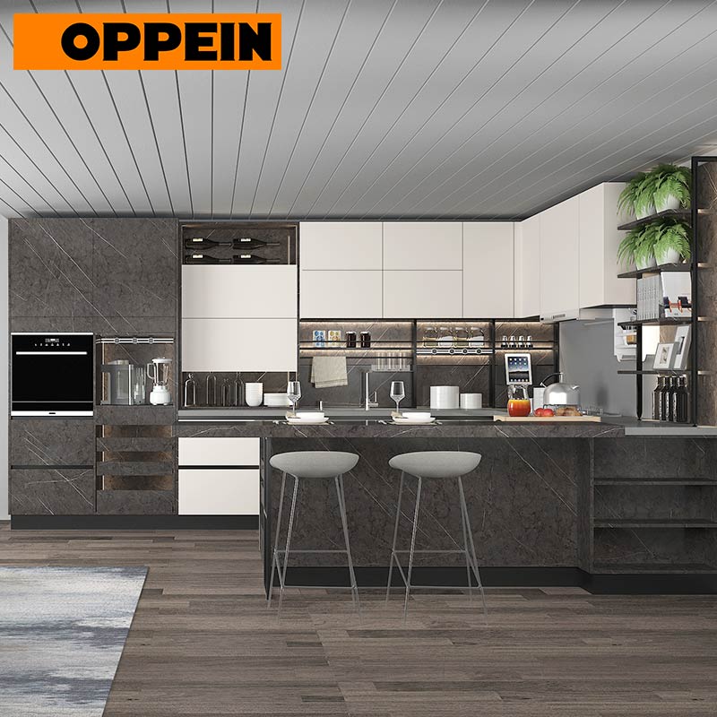 OPPEIN Modern Kitchen Cabinet with Melamine finish