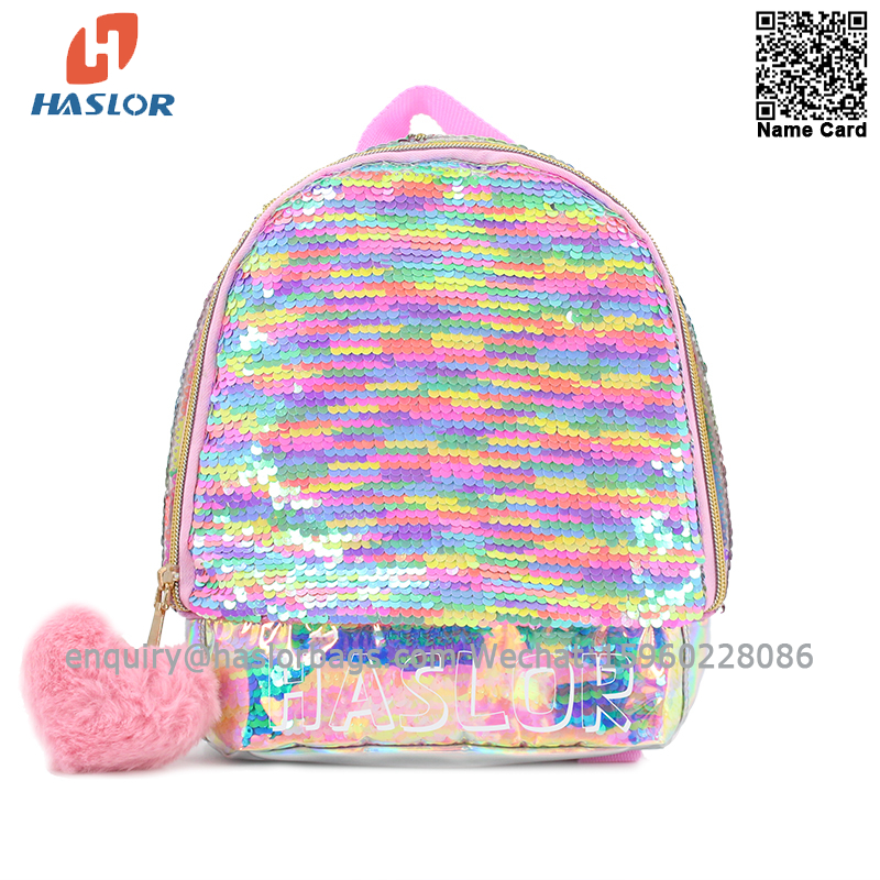 01 #A haslor fashion school bag cute pompom dangle school bag for girl