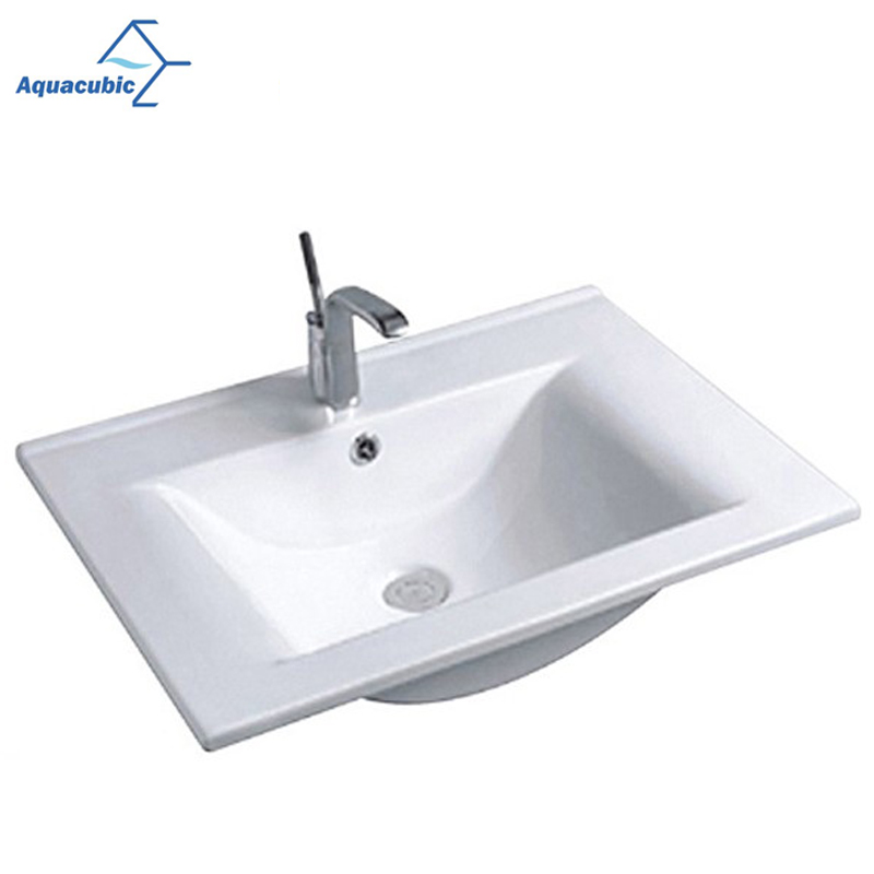 Aquacubic Modern Ceramic Top Mount UPC Certificate Bathroom Sink