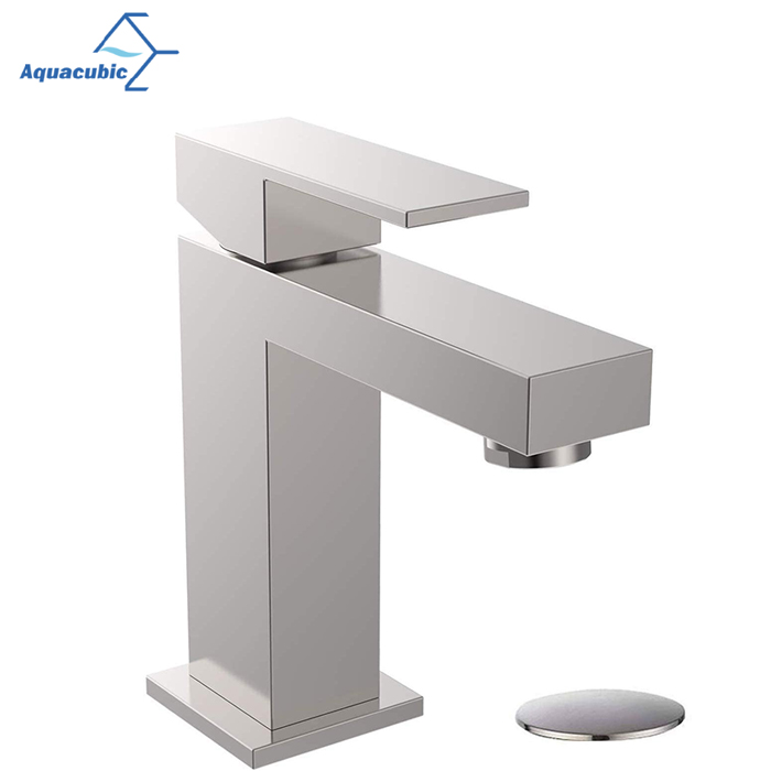 Single Hole square Leadfree Brass Bathroom Basin Lavatory Faucet Eco-friendly healthy Vanity Sink Faucet Brushed nickel