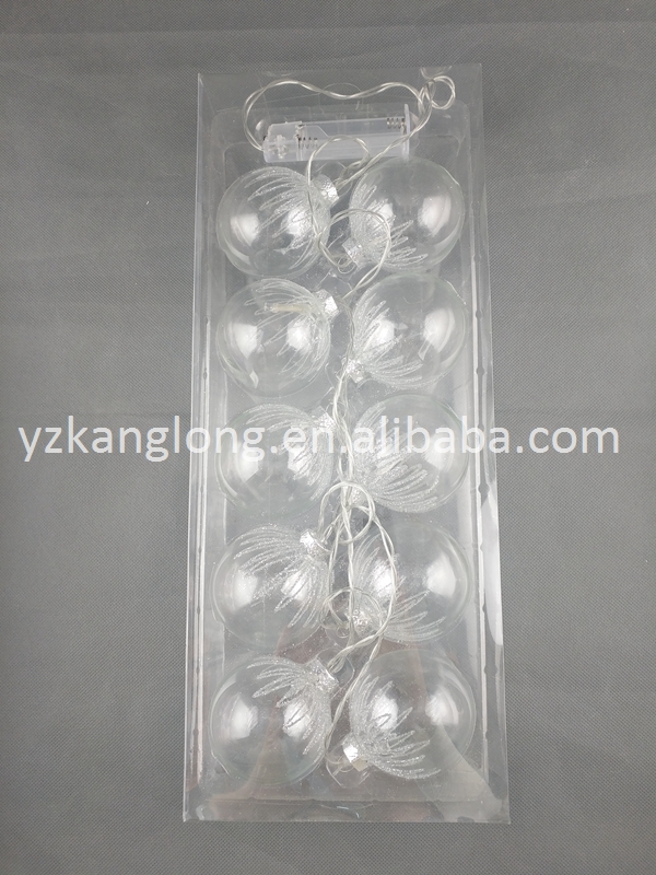 Painted transparent Christmas ball set with 10 light strings