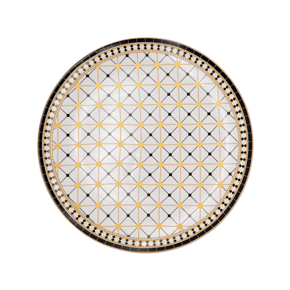 ZH-1966 gold gridding design 8" plate dinnerware