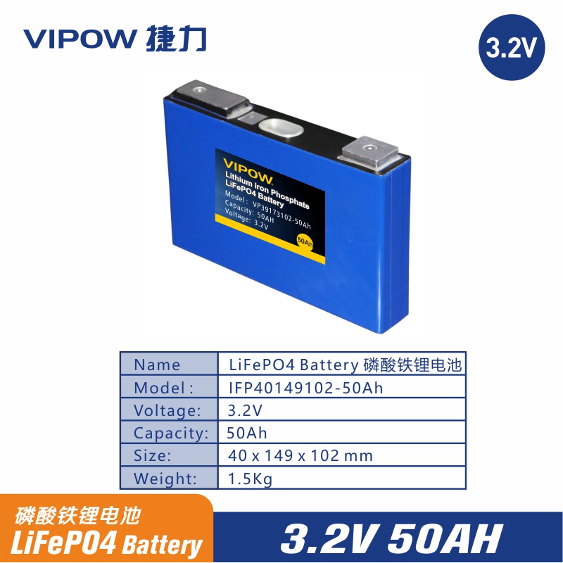 3.2V Prismatic LiFePO4 50AH Battery