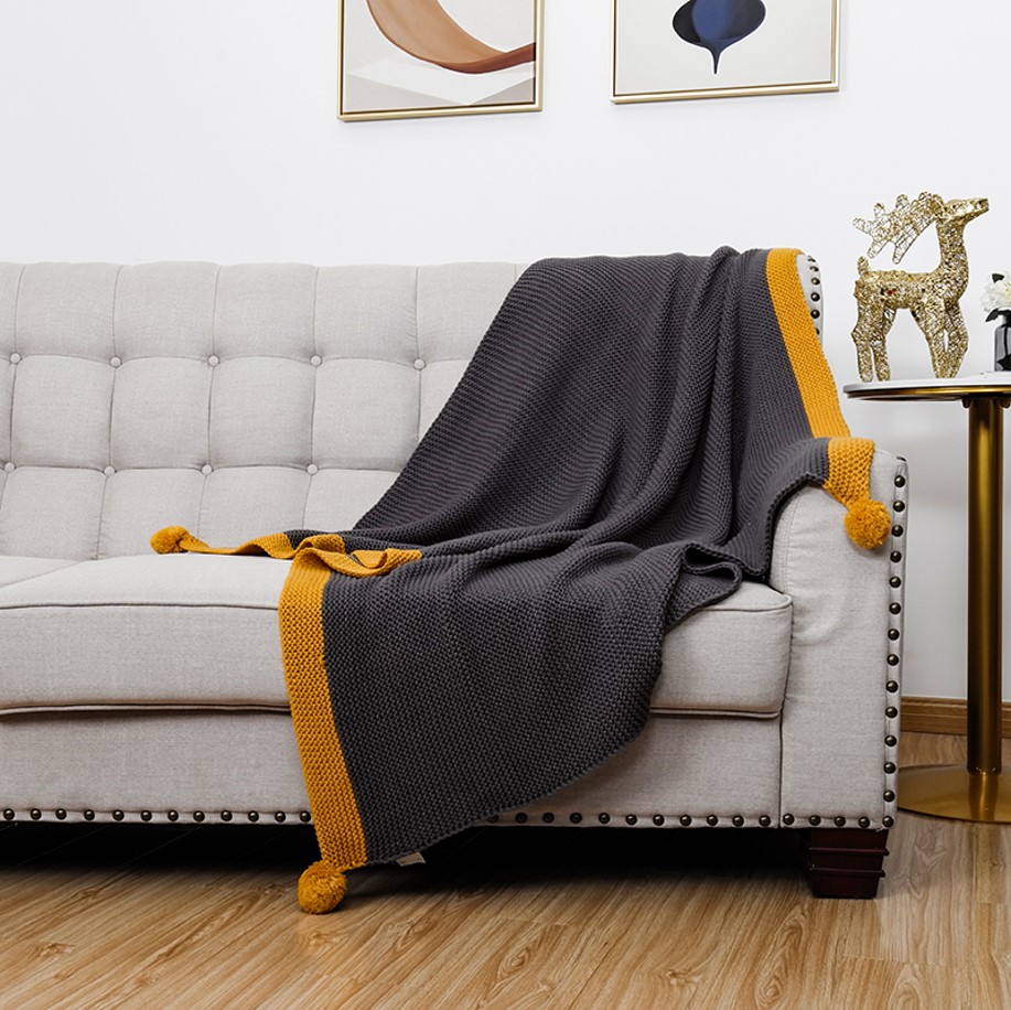 Decosy Factory supply discount price blanket acrylic knitted 100% acrylic kiniited blanket