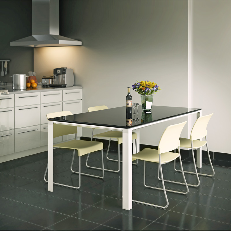 Black Tempered Glass Table Top Small Dining Table