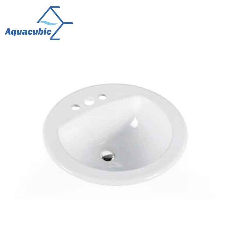 Aquacubic Popular Sanitaryware Bathroom Drop-in Ceramic Hand Wash Sink