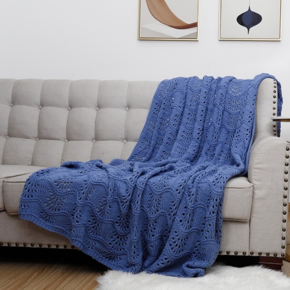 China factory seller knitted acrylic throw blanket 100% acrylic kiniited blanket