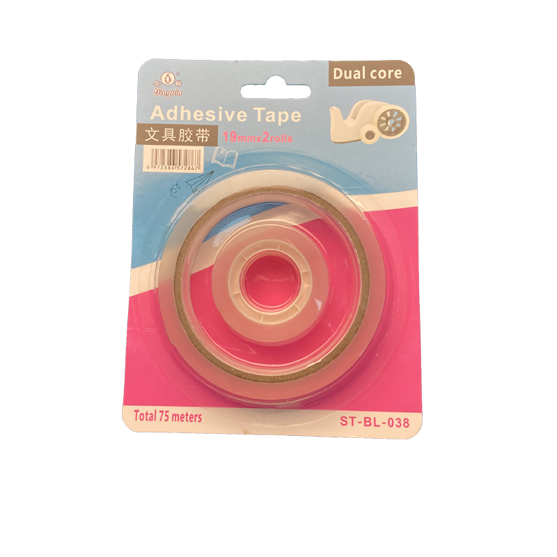 Clear Stationery Tape special Dual core packaging for handwork 2 roll 19mm 75m totally (（BL-038)