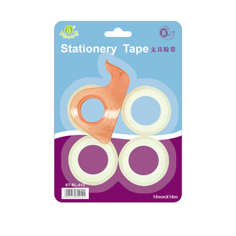 Stationery Tape with 4 rolls with mini safety dispenser in blister pack(BL-012)