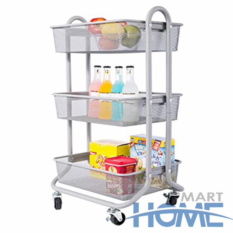 3 Tier Rolling Organizer Bathroom Kitchen Furniture Storage Rack Home Trolley Hand Cart
