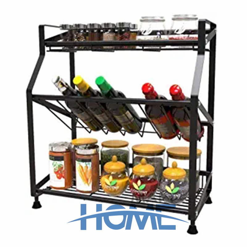 Spice Rack Organizer for Cabinet, Kitchen, Standing Shelf, 3-Tier Metal Seasoning Rack, Jars Bottle Storage Holder