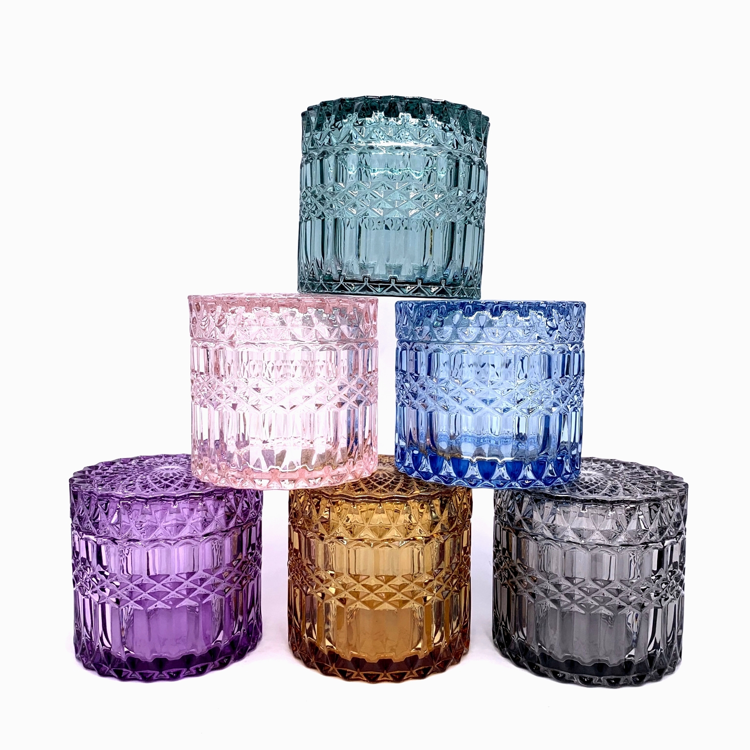 Luxury two sizes colored crystal candy jar with glass lid