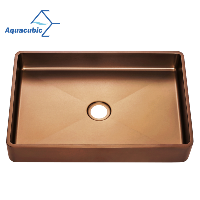 Aquacubic 304 Stainless Steel Round Corner Handmade Nano Bathroom Sink