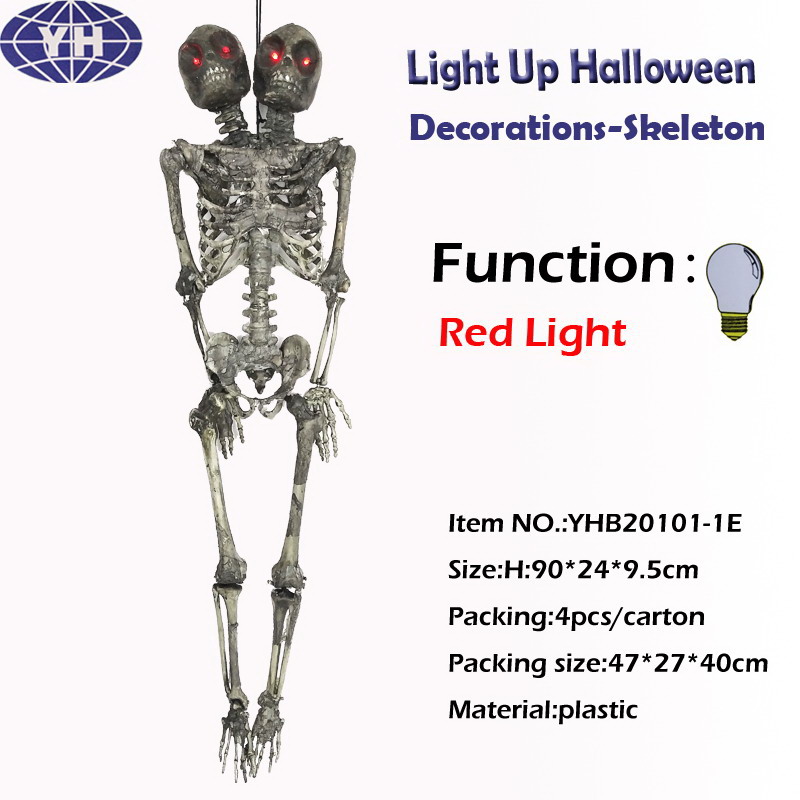 Hanging skeleton with double head for halloween decoration (90cm)