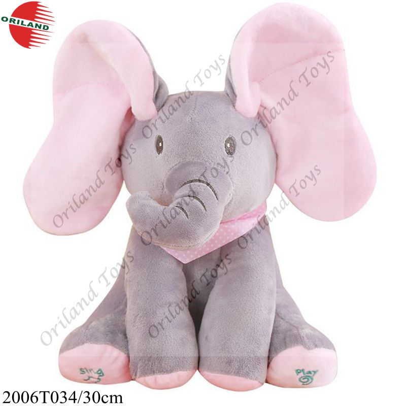 Peekaboo plush toy baby pink stuffed elephant grey soft toys
