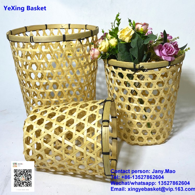 Round bamboo unique laundry basket flower basket