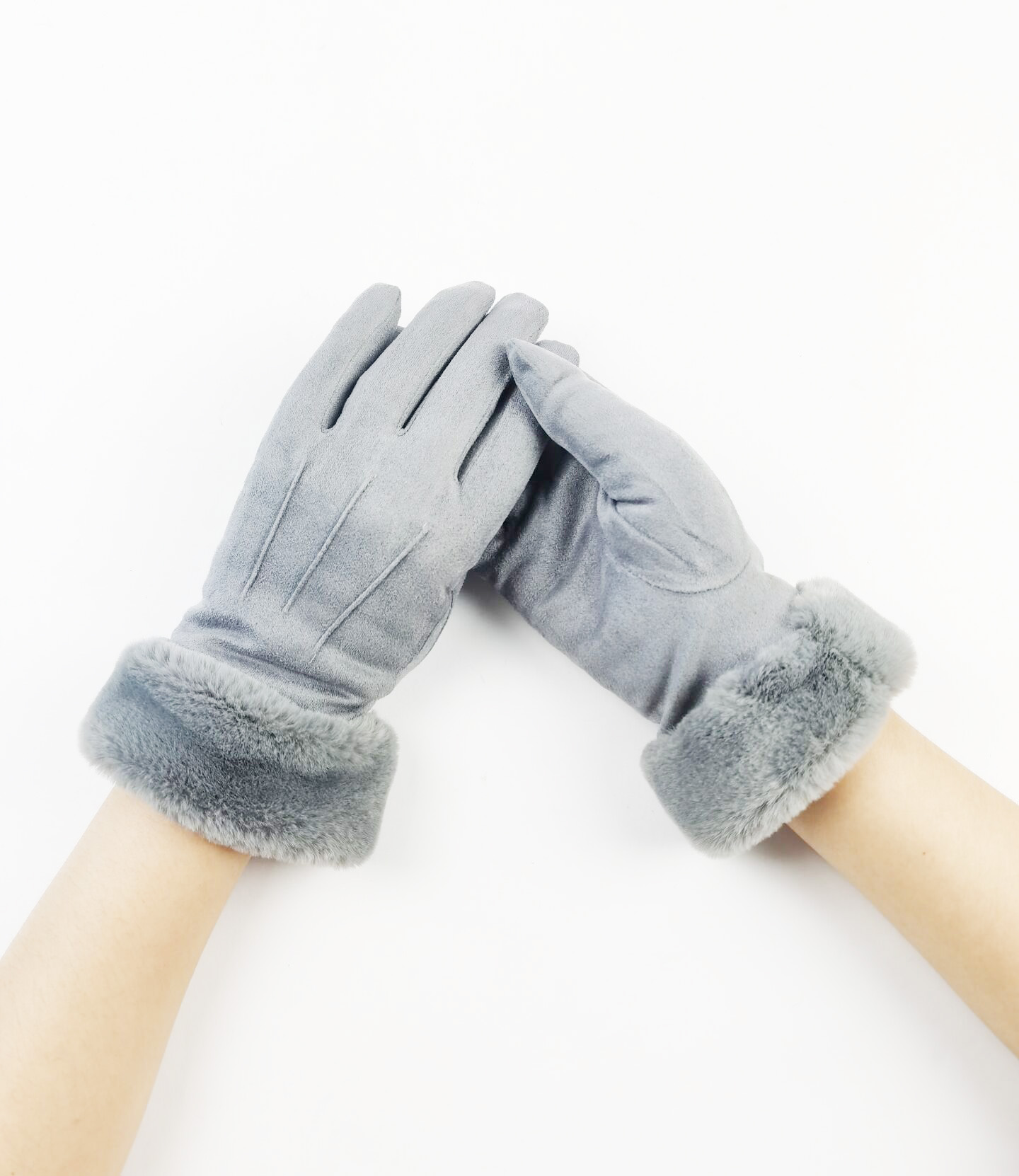 Lg1 Ladies Winter Suedette Faux Fur Glove