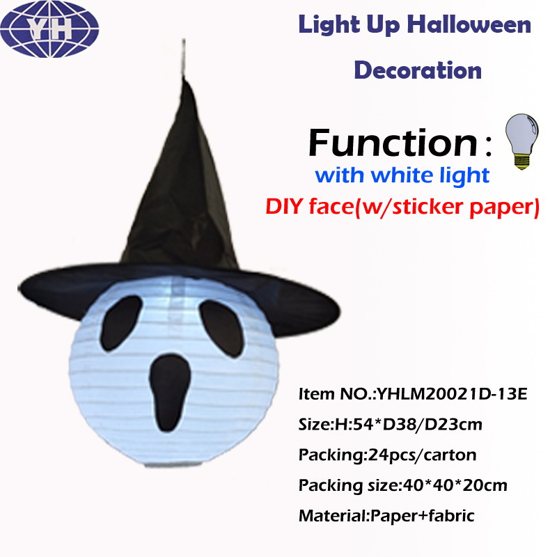 Halloween Decoration，Hanging lantern with light，DIY face
