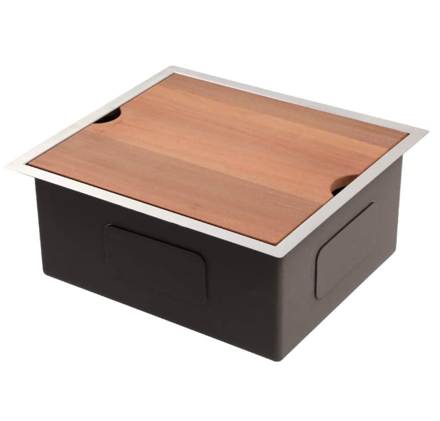 Aquacubic 21 x 19 Inch 18/16 Gauge Undermount Sinks Workstation Stainless Steel ledge Workstation, Single bowl kitchen sinks