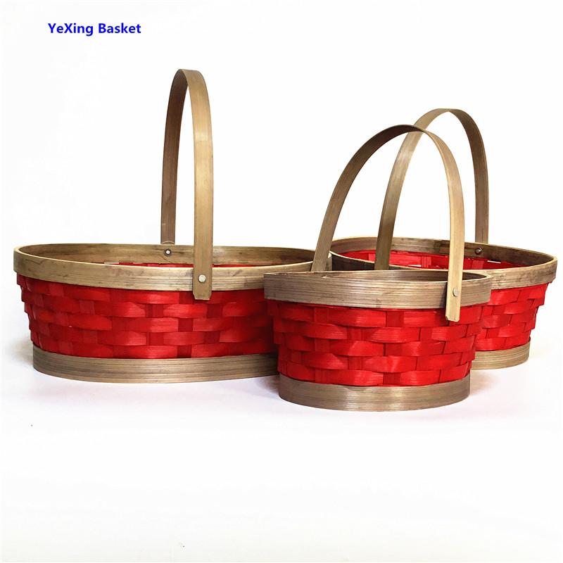 Cheap price Christmas bamboo gift basket s/3