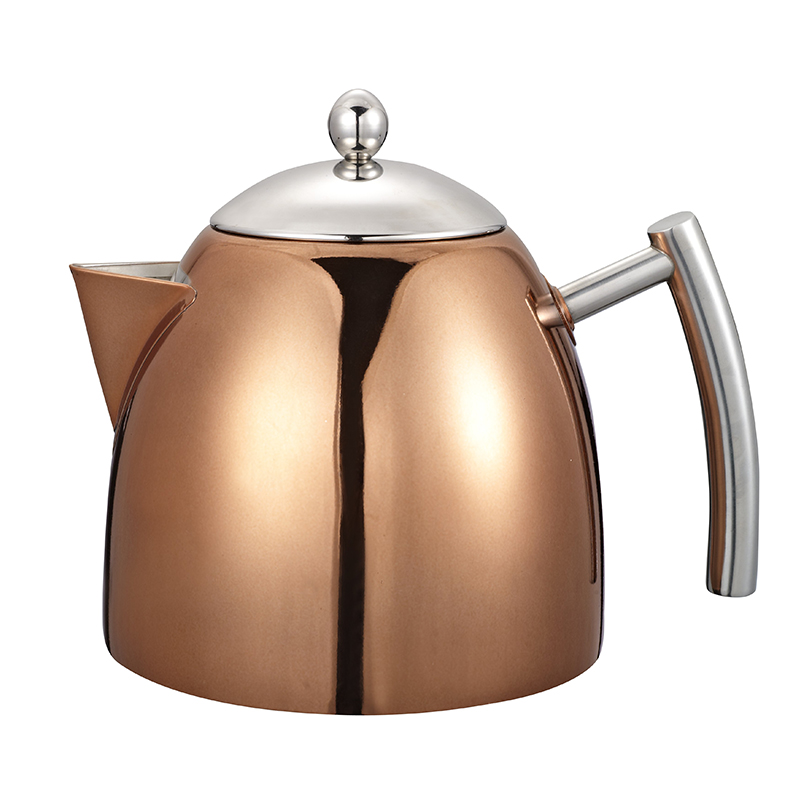Stainless steel single wall insulated thermal tea maker teapot with with removable infuser teakettle