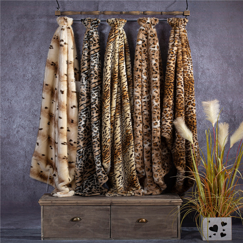 leopard jacquard faux fur throw