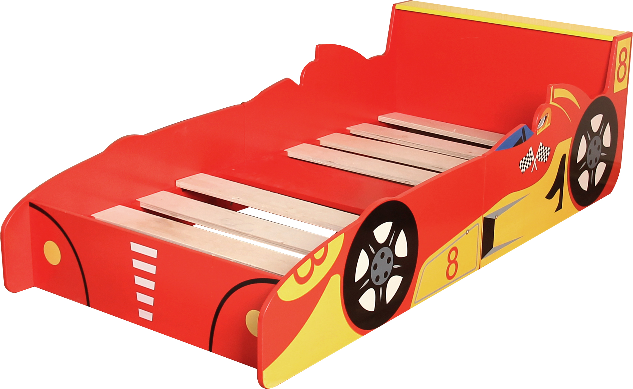 Wooden Race Car Junior Bed For 140*70cm Mattress