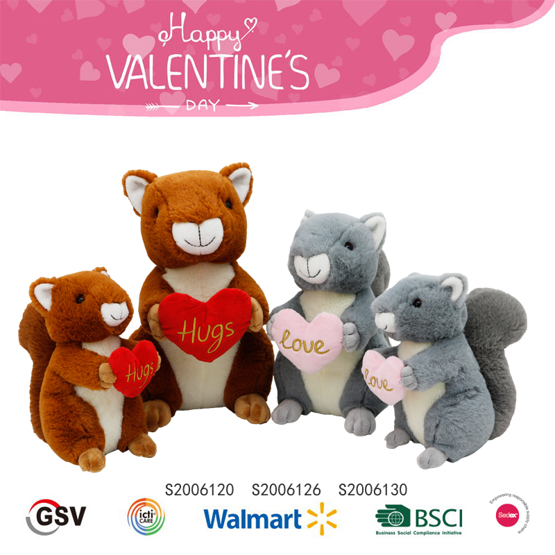 Valentine Animals Squirrel Gtst Plush Toy（s2006120/S2006126/S2006130）
