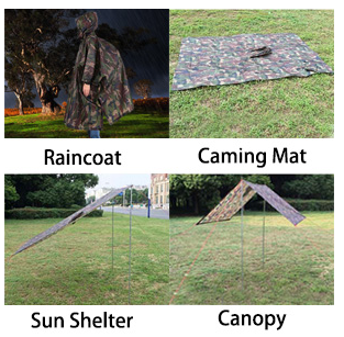 camping outdoor multifunctional raincoats camping mats sun shelters canopy